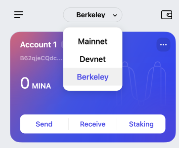 Select Berkeley network in the wallet